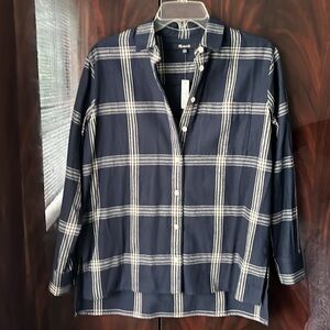 Madewell Dark Blue Oversized Flannel Shirt